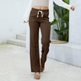 thumbnail image 1 of DPTALR Women's Wide Leg Corduroy Pants,Elastic Waist,Adjustable Drawstring,with Pockets,Brown,Size M, 1 of 9