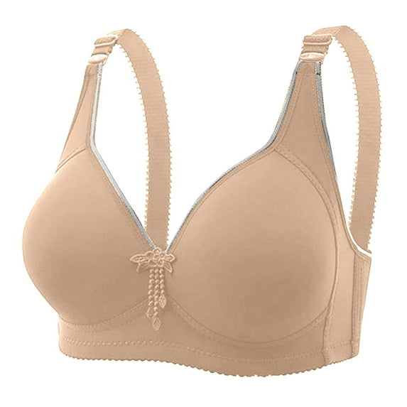 DPTALR Womens Dailywear Bars Middle Aged Elderly Thin Without Steel Ring Large Size Comfortable Shoulder Strap With Pendant Accessories Bras
