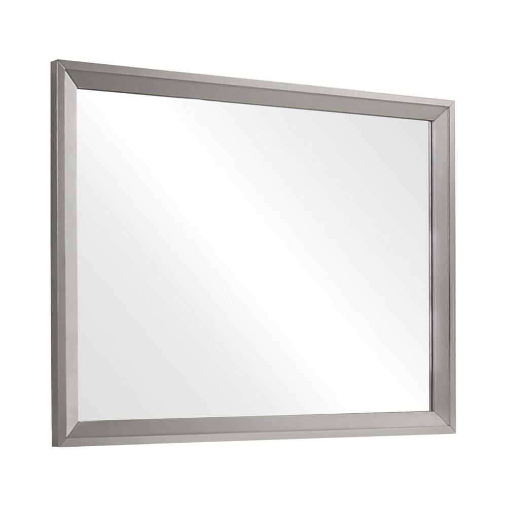 Transitional Silver Rectangular Wood Dresser Mirror