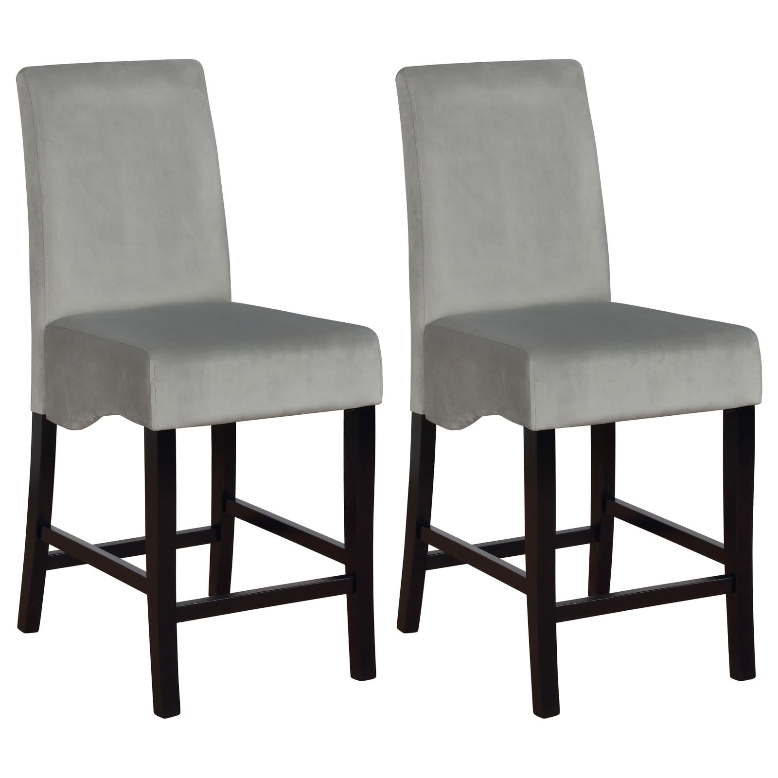 Flared Back Upholstered Counter Height Chairs in Gray and Black