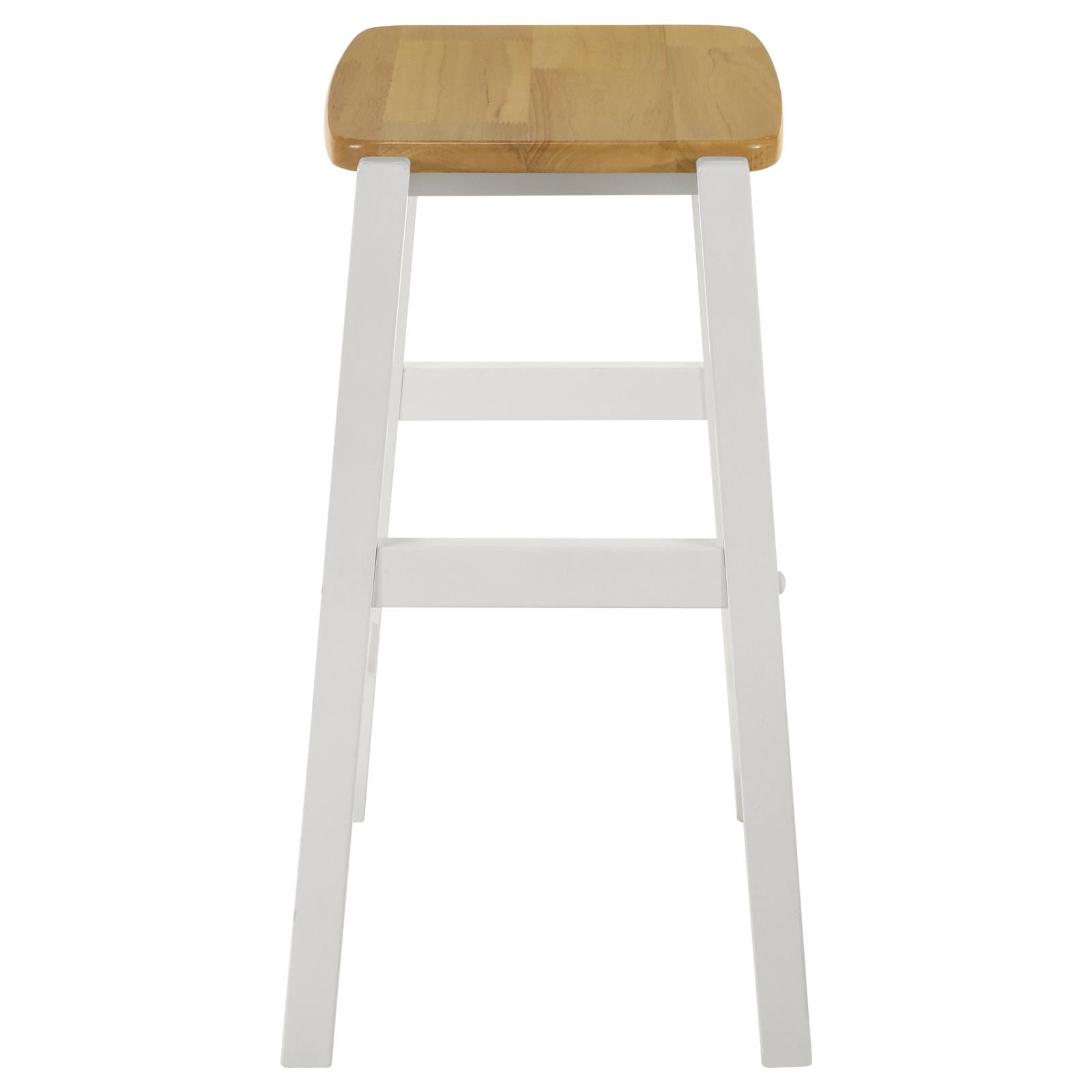 Hollis Brown and White Wood Backless Counter Stools, Set of 2