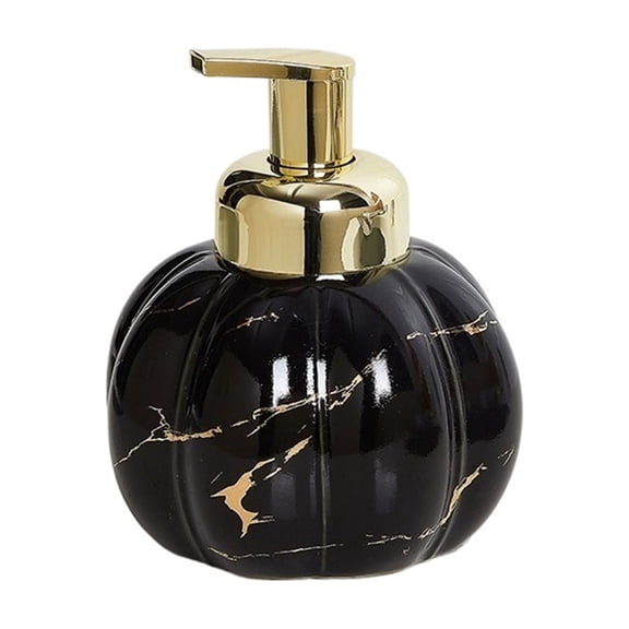 DQQ153 460ml/15.5oz Rounded Bathroom Soap Dispenser Ceramics with Golden Pump and Exquisite Marble Patterns