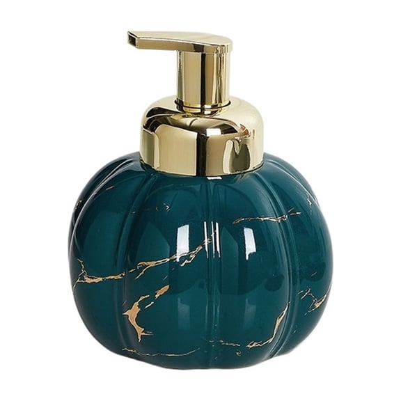 DQQ153 460ml/15.5oz Rounded Bathroom Soap Dispenser Ceramics with Golden Pump and Exquisite Marble Patterns