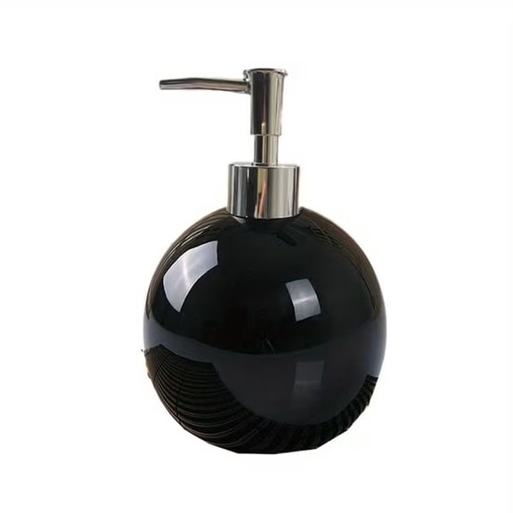 DQQ153 High-Quality Ceramic Hand Soap Dispenser - Refillable Pump Jar for Bath Lotion and Shampoo, Round Design