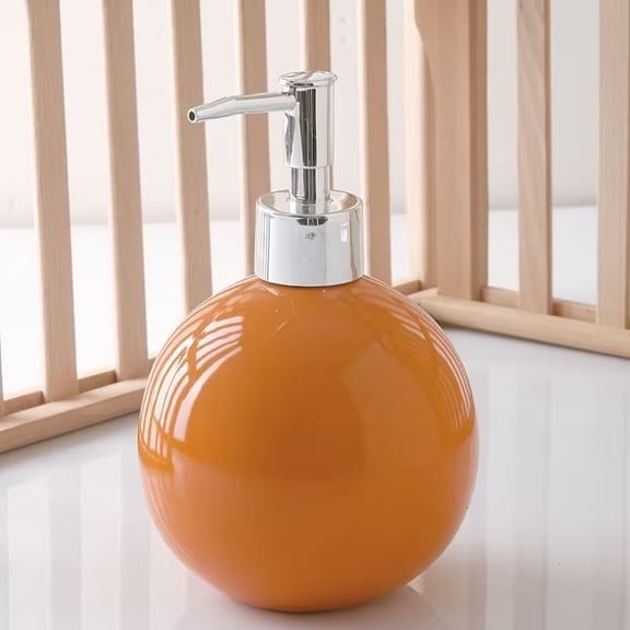DQQ153 High-Quality Ceramic Hand Soap Dispenser - Refillable Pump Jar for Bath Lotion and Shampoo, Round Design