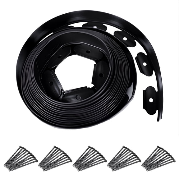 DQQKMM Garden Edging Border, 2 in Tall 49ft Landscape Edging with 45 Stakes,No Dig Lawn Edging Kit for Yard, Flower Beds, Pathway & Landscaping Edging,Black