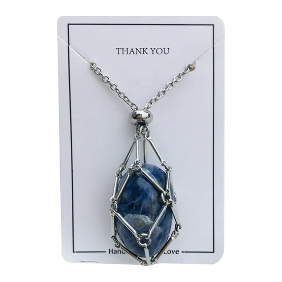 DQRPSEETB 2024 Stone Holder Necklace Handmade Adjustable Length Holder Necklaces Gemstone Necklace Stainless Steel Pendant Necklaces for Women Men