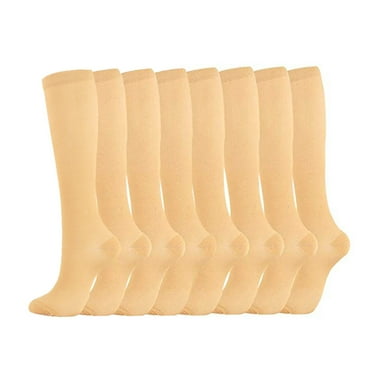 DQRPSEETB 8 Pairs Unisex Socks Brede Kalf Compressie Sports Socks Womens Running Socks,Boot Socks Beige