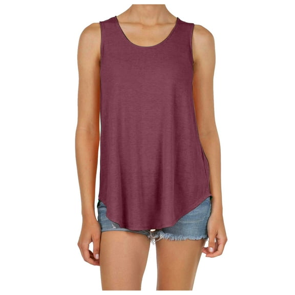 DQRPSEETB Built in Bra Tank Tops for Women Women Summer Round Neck Loose Sleeveless Shirt Casual Tunic Tops Blouse Womens Loose Tank Tops