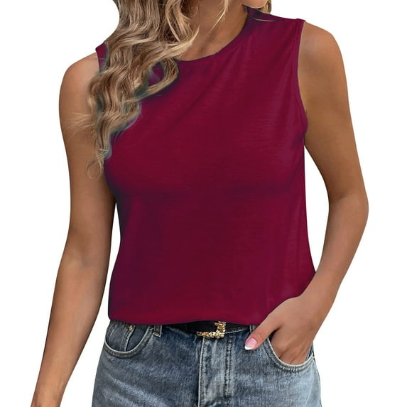 DQRPSEETB Cami Tanks for Women Womens Casual Vest Summer Round Neck Sleeveless Waist Tie Solid Color Loose Fitting Shirt Tops for Women Trendy Summer