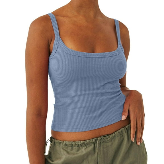 DQRPSEETB Camisole Tops for Women Women Spaghetti Strap Scoop Neck Ribbed Tank Tops Slim Fitted Cotton Camisole Basic Sleeveless Layering Shirts Plus Size Tunic Tops for Women