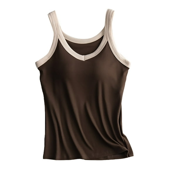 DQRPSEETB Camisole Tops for Women Women's Solid Color with Bra Pads Bra One Vest Camisole Top Plus Size Tunic Tops for Women