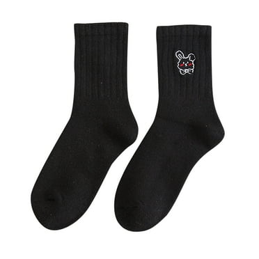 DQRPSEETB Comfortable Socks Cute Socks Embroidery Warm Socks Women's Thick Socks Socks Fashionable Socks Black