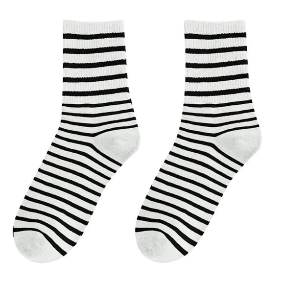 DQRPSEETB Compression Socks Womens Winter Autumn and Winter Mid Tube Stripe Printing Warm Stockings Soft Socks White