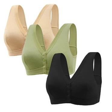 DQRPSEETB Cotton Bralettes for Women Lady's Bra Vest Front Buckle Bra without Steel Ring Large Size Sleeping Underwear Beige