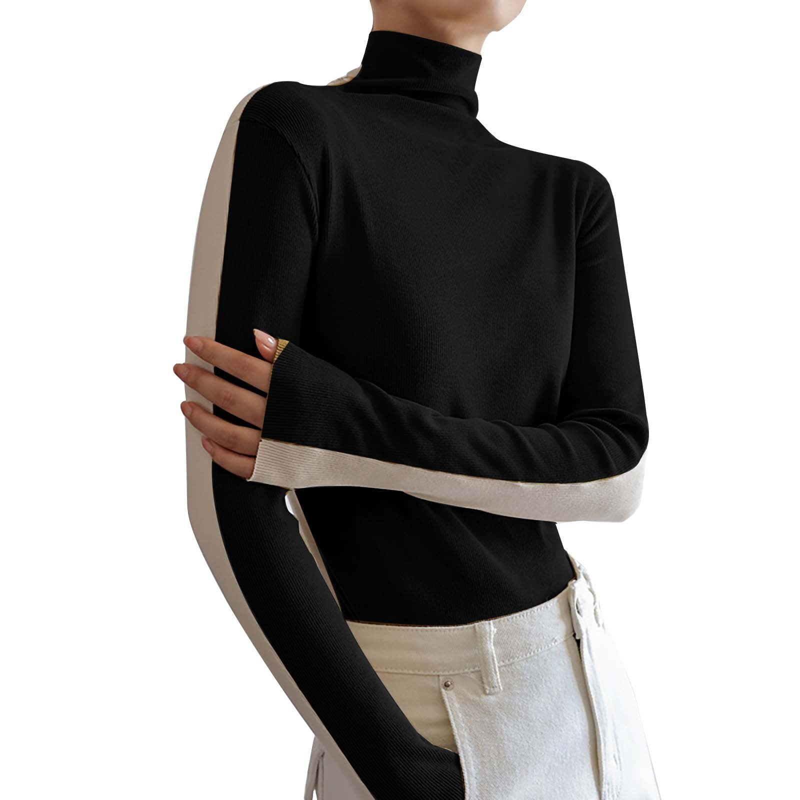 DQRPSEETB Cowl Neck Tops for Women Women's 2024 Long Sleeve Sweater Top ...