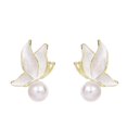 thumbnail image 1 of DQRPSEETB Drop Earrings Silver Needle French Retro Simple Pearl Earrings Summer High End Elegant Temperament Literary Oil Dropping Butterfly Earrings, 1 of 7