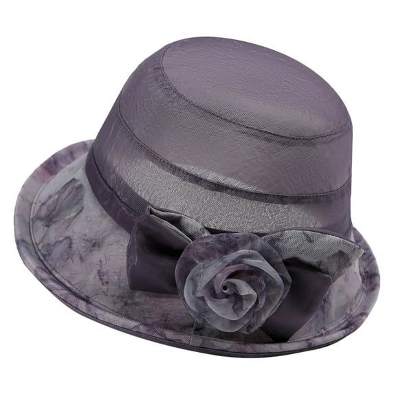 DQRPSEETB Elegant Flower Mesh Sun Hat for Women, Wide Brim Lace Foldable Floral Cap Summer Beach Sun Protection Dome Hat for Wedding