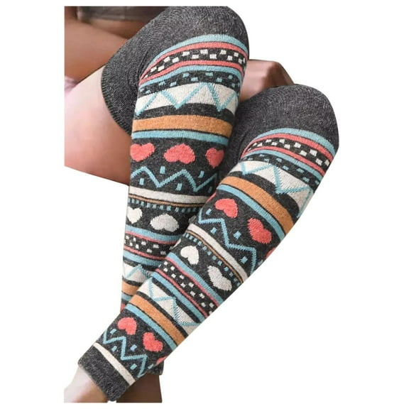 DQRPSEETB Girls Ladies Women Christmas Warm Thigh High Over the Knee Socks Long Cotton Stockings Knit Warm Stockings Women Compression Crew Socks Gray