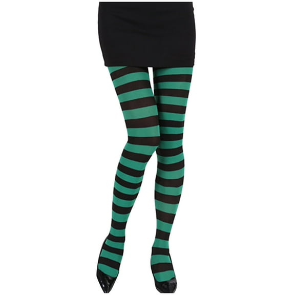 DQRPSEETB Halloween Women's Wide Striped Tights Stockings Nylon Footed Pantyhose Witch Leggings for Women Girls Halloween Costume Party Dress up Accessories