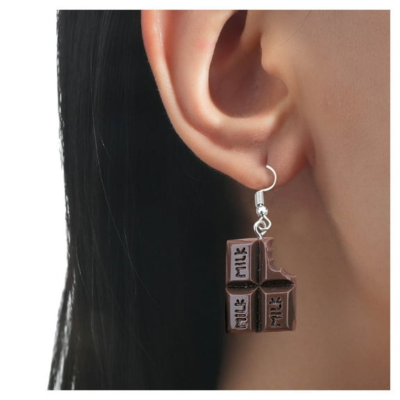 DQRPSEETB Hoop Earrings Women Fashion Food Design Earrings Chocolate Shape Alloy Earrings Jewelry