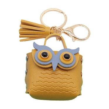 DQRPSEETB Keychains for Women Multipurpose Cute Mini Bag Keychain Leather Owl Tassel Keychain Owl Coi N Purse Keychain