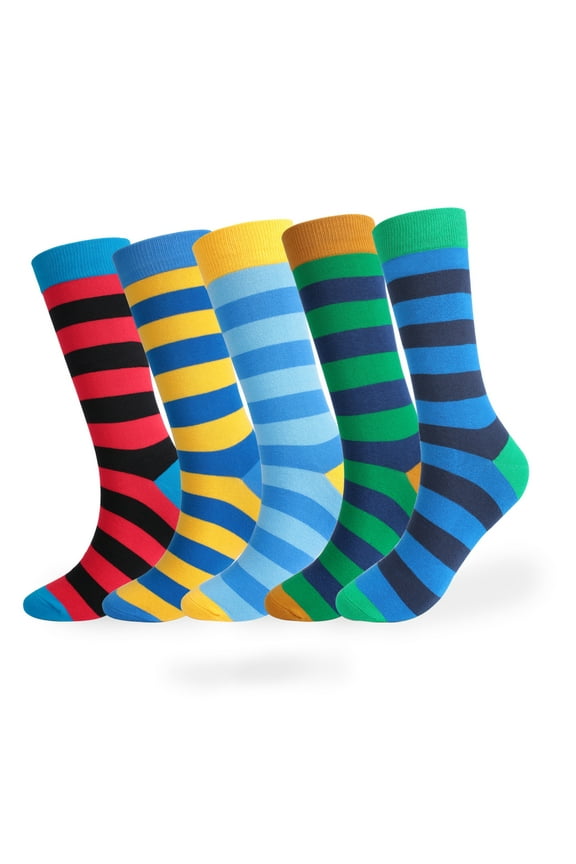 Long Striped Men's Socks Cotton Deodorant Tall Socks Large Size Compression Socks,Black Ankle Socks Multicolor