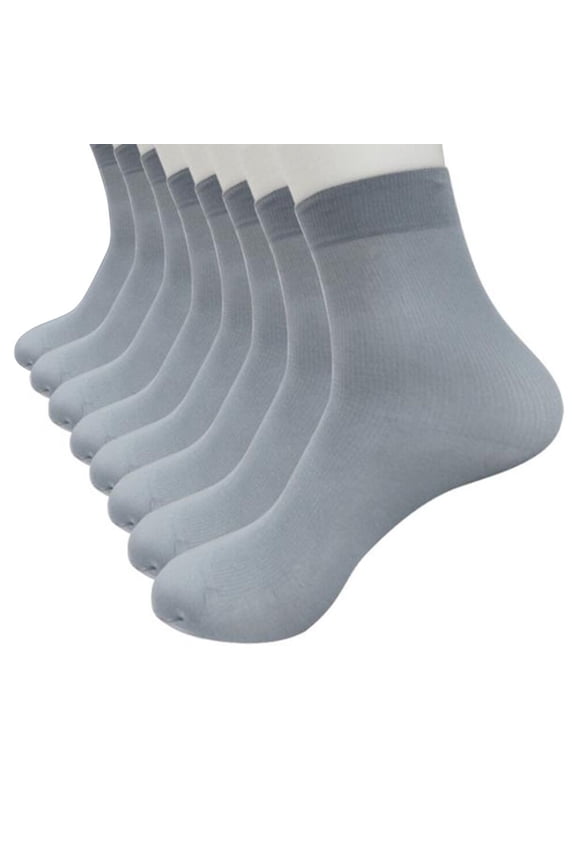 Men Winter Stocking Socks 8 Pairs Ultra-thin Elastic Silky Short Silk Stockings Men Socks Compression Socks Grey One Size