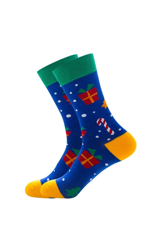 Men's Autumn Winter Socks Santa Claus Snowflake Men's Middle Tube Socks Damp Cotton Socks Athletic Socks,Ankle Socks Blue