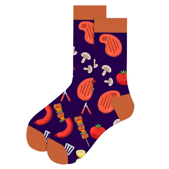 DQRPSEETB Men's Autumn Winter Socks Santa Claus Snowflake Men's Middle Tube Socks Damp Cotton Socks Golf Socks for Men,Long Socks Orange