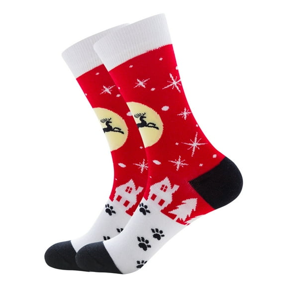 DQRPSEETB Men's Autumn and Winter Socks Santa Claus Snowflake Men's Middle Tube Socks Damp Cotton Socks Soft Socks for Mens