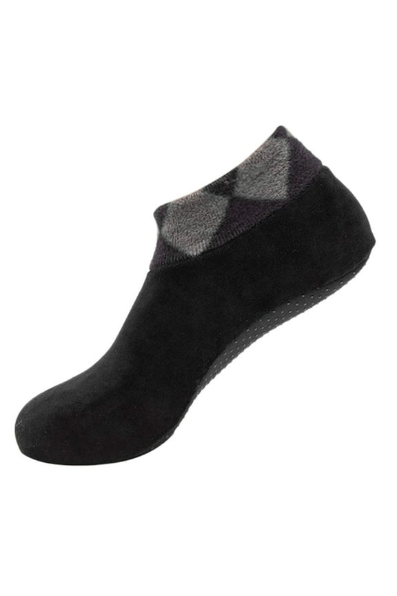 Men's Winter Warm Double-faced Bed Sock Non Slip Slipper Floor Socks Hot Basketball Socks,Boot Socks Black