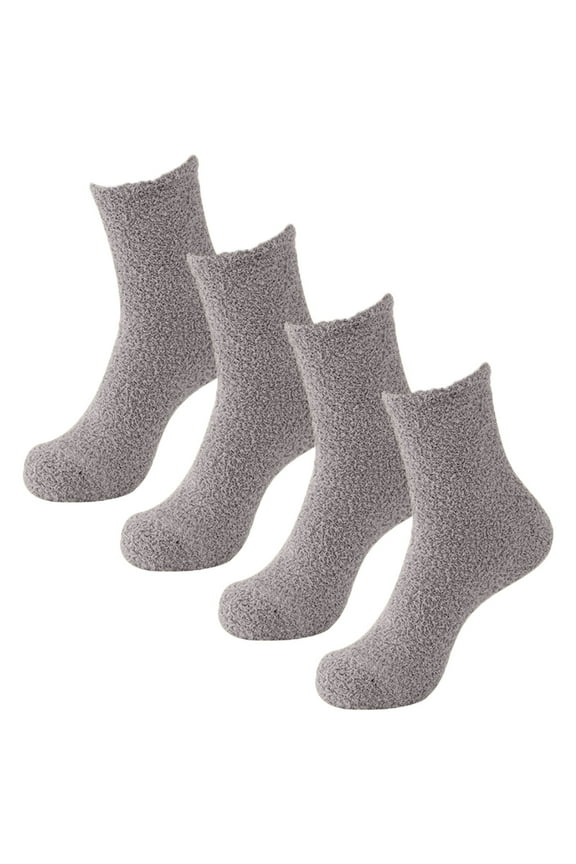 Mid-Length Socks Fuzzy Socks 2 Pairs Cozy Slipper Socks Casual Socks for Men Winter Warm Soft Cabin Stocking Comfy Sleep Socks Sports Socks Off-White