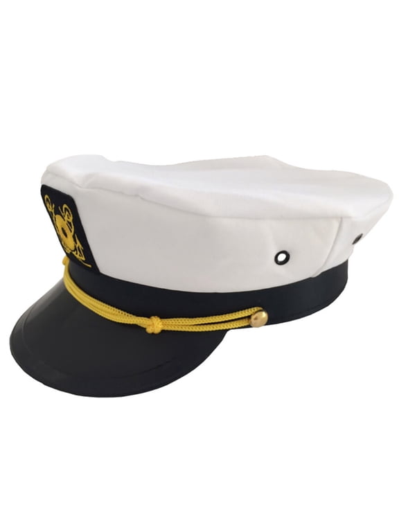 Navy Marine Admiral Style Hat Adjustable Ship Sailor Cap Yacht Boat Captain Hat Funny Party Hats for Adult Costume Accessory