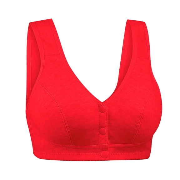 DQRPSEETB Plus Size Bandeau Bras New Front Buckle Bra without Steel Ring Simple Soft Cotton Vest Large Size Bra Underwear for Women Red