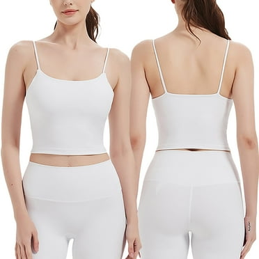 DQRPSEETB Ribbed Tank Tops Women's Yoga Suit Tank Top Quick Drying Fitness Top with Chest Pad Training Running Beautiful Back Sports Bra Tops for Women Trendy Summer
