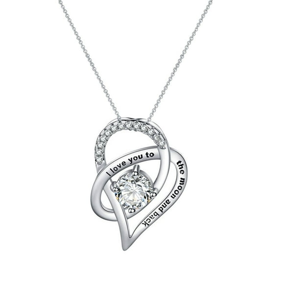 DQRPSEETB Summer Jewelry Mother Necklace Women Jewellry Mother's Day Gift "I Love You To the Moon and Back" Heart Necklaces to My Mom Birthday