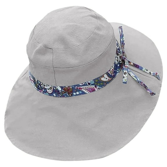 DQRPSEETB Sun Hats for Women Summer Sun Hat Sunscreen Travel Sun Visor Hat Summer Beach Hat Gardening Hat Grey