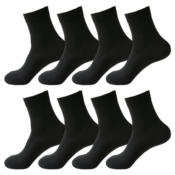 DQRPSEETB Unisex Crew Socks Thin Loose Fit Soft Wide Stretchy Seamless Toe 4 Pairs Black Compression Socks for Adult Black