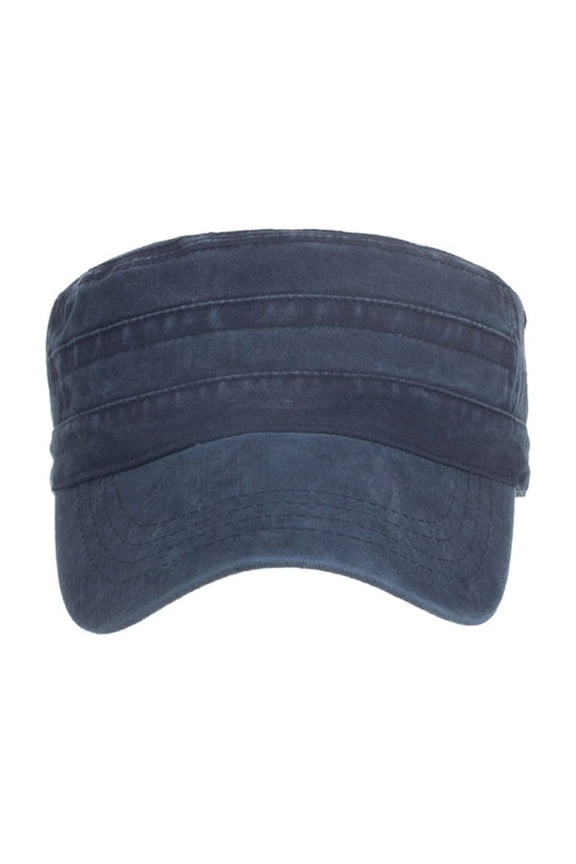 Washed Cotton Military Caps Cadet Caps Unique Design Vintage Flat Top Cap Sun Hats for Women UV Protection