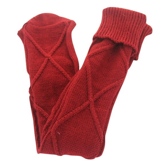 DQRPSEETB Women Autumn and Winter Solid Color Over the Knee Knit Socks Athletic Socks Red