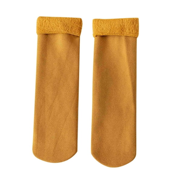 DQRPSEETB Women Casual Solid Plush Socks Warm Thickened Socks White Crew Socks Women,Athletic Socks Yellow