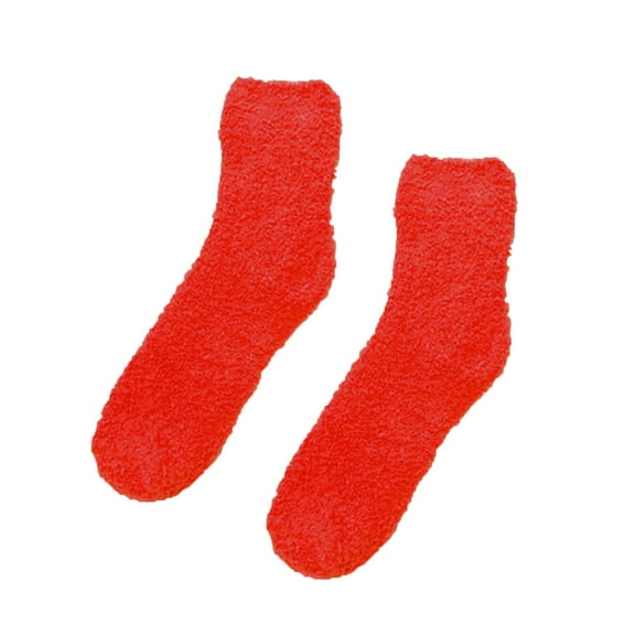 DQRPSEETB Women Fuzzy Fluffy Cozy Slipper Socks Warm Soft Winter Plush Home Sleeping Socks Womens Ankle Socks,Long Socks Red
