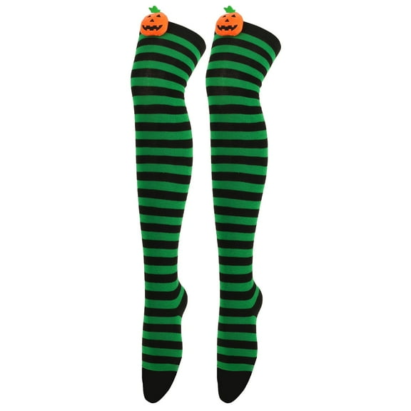 DQRPSEETB Women Halloween Socks Cartoon Devil Socks Over Knee Socks Striped Stockings Long Socks Silver