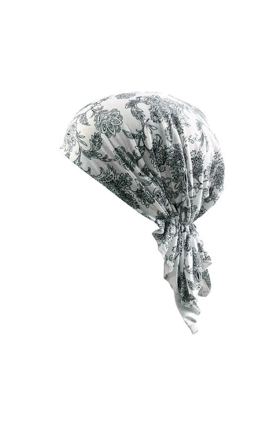 Women India Elastic Turban Print Cotton Hat Head Scarf Wrap Female Stretch Cotton Print Sleep Turban Hat Headwear Scarf Chemo Beanie Cap for Cancer Hair Loss