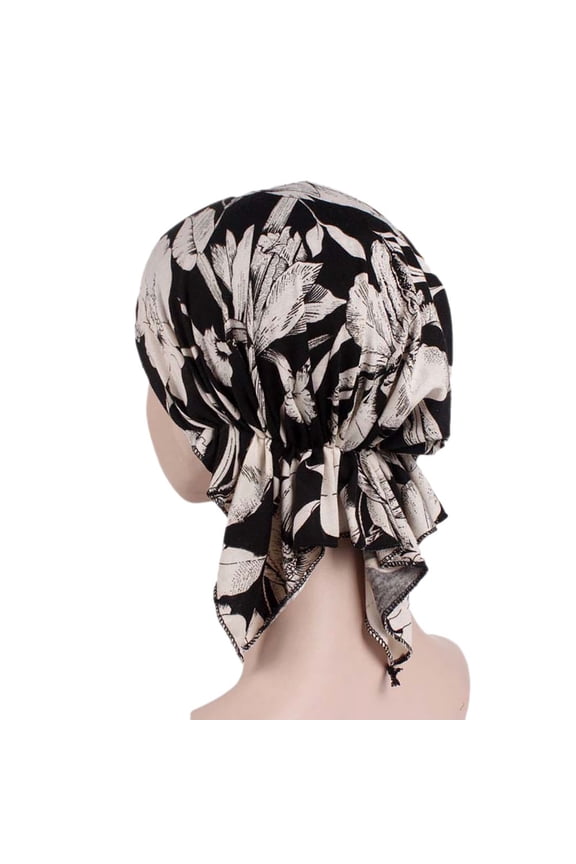 Women India Elastic Turban Print Cotton Hat Head Scarf Wrap Female Stretch Cotton Print Sleep Turban Hat Headwear Scarf Chemo Beanie Cap for Cancer Hair Loss