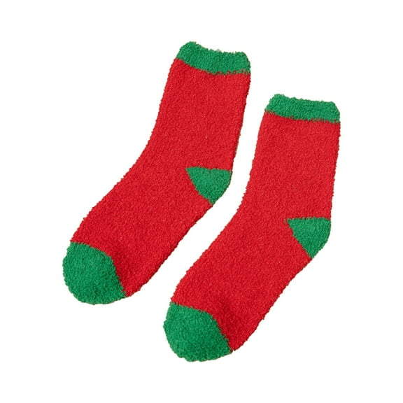 DQRPSEETB Women's 2 Pairs of Christmas Stockings Mid Calf Christmas Tree Mid Calf Socks Santa Coral Velvet Christmas Socks Womens Support Socks