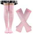 thumbnail image 1 of DQRPSEETB Women's Halloween Socks High Stockings Striped Socks Gloves Black Tights for Women,Ankle Socks Pink, 1 of 1