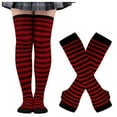 thumbnail image 1 of DQRPSEETB Women's Halloween Socks High Stockings Striped Socks Gloves Black Tights for Women,Ankle Socks Wine, 1 of 1