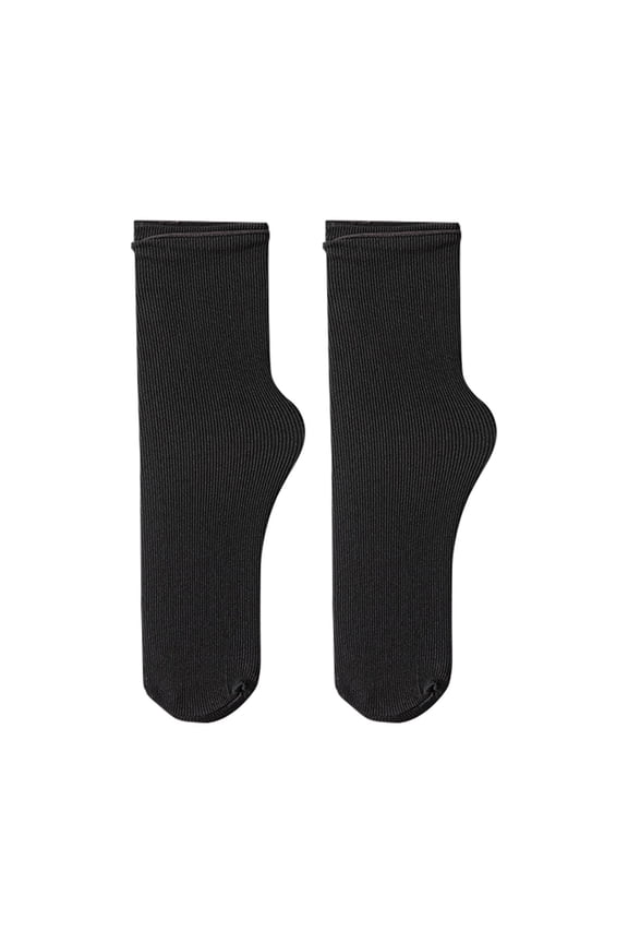 Women's Summer Autumn Thin Ice Socks Solid Simple Ice Silk Socks Mid Tube Socks Women's Socks,Black Ankle Socks Black